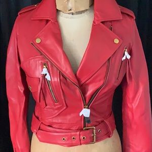 Rudsak Merida Red Leather Biker Jacket 